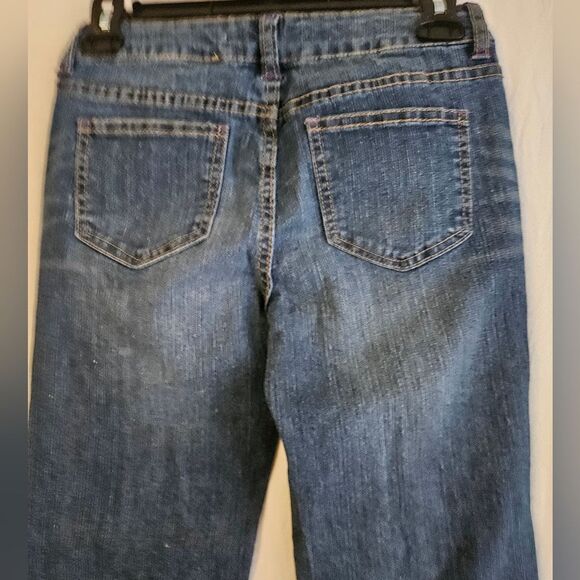 Route 66 Jeans Girl's Sz 12 (26x28) Low Rise Flare Dark Wash Floral Embroidered - Picture 10 of 10